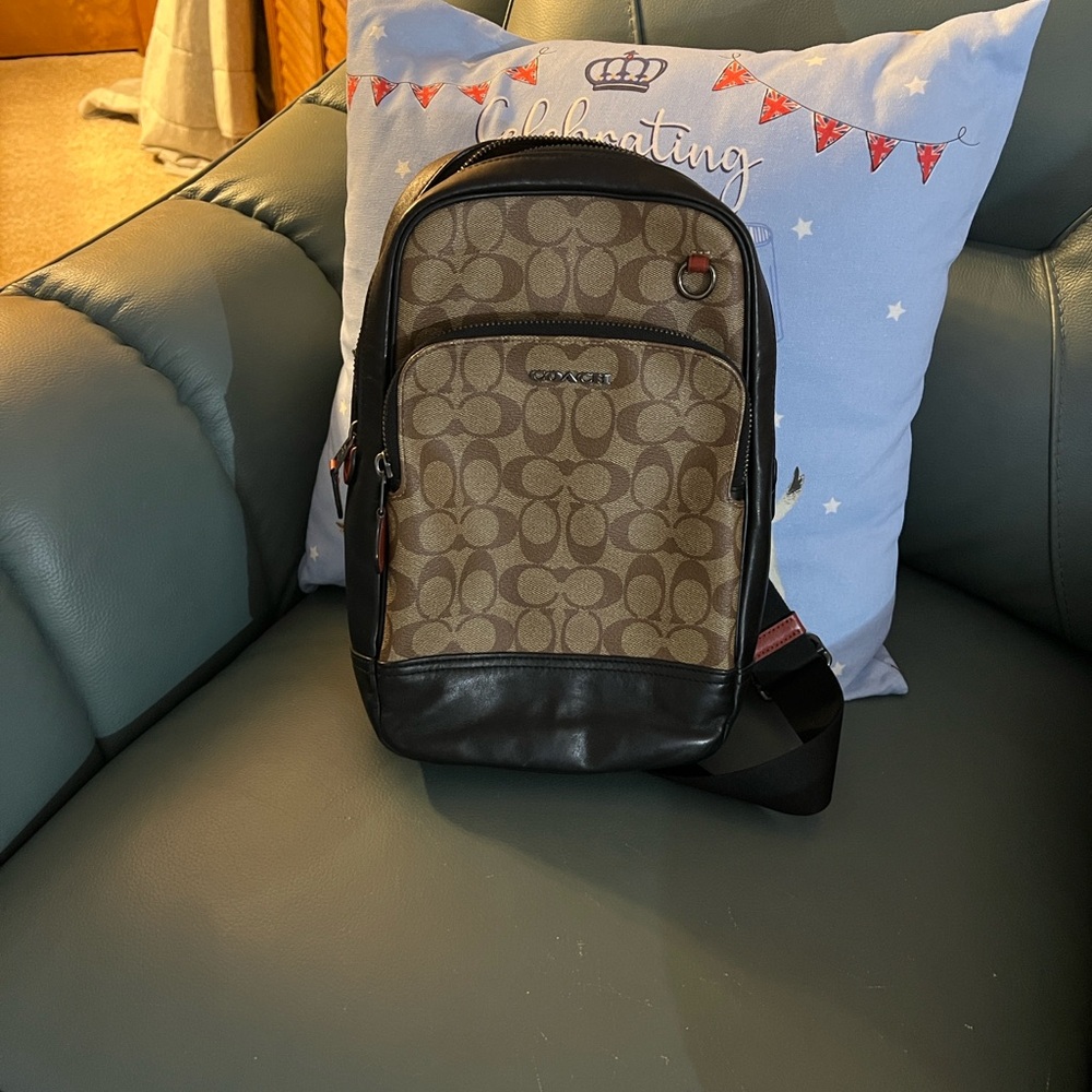 Coach Signature Brown and Black Backpack